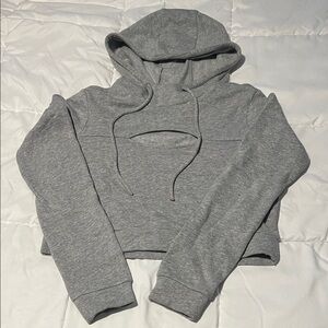 Alo Yoga Gray Cropped Hoodie